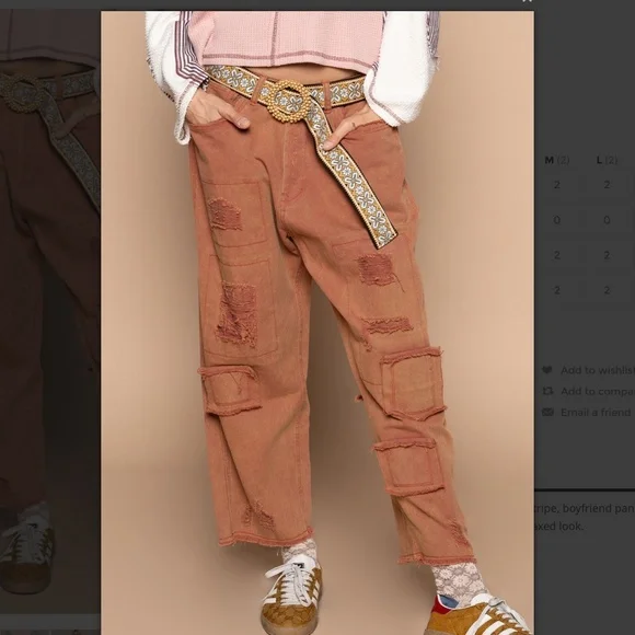POL “ Dani 2“ POL Loose Fit Boyfriend Cropped Pant with Distress Detail 60